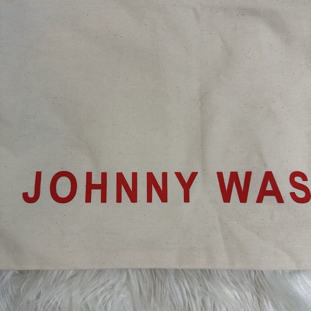 Johnny Was Canvas‎ Tote Reusable Shopping Bag Beige Double Handle Travel Books - Picture 3 of 4
